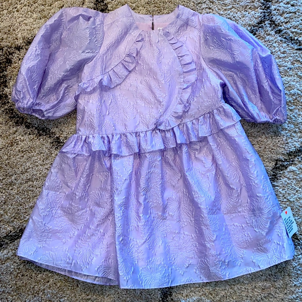ASOS Edition Mini Dress with ruffle in textured organza purple Size 12